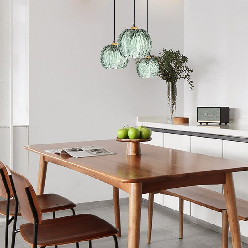 Green Leaf Pattern Glass Chandelier – Modern Dining & Living Pendant – Duvencioglu