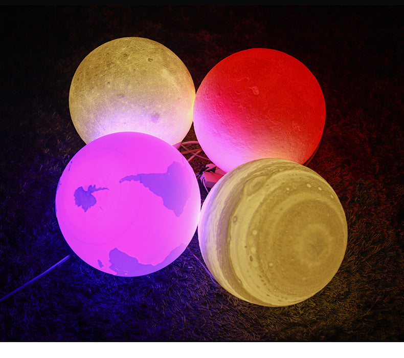 Moon Light 3D-Printed LED Pendant – Single-Head RGB Remote-Control Lamp – Duvencioglu