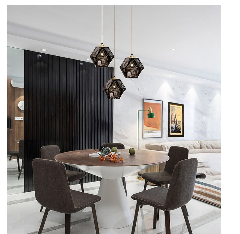 Rubik’s Cube-Inspired Glass LED Chandelier – 20 cm Pendant – Duvencioglu