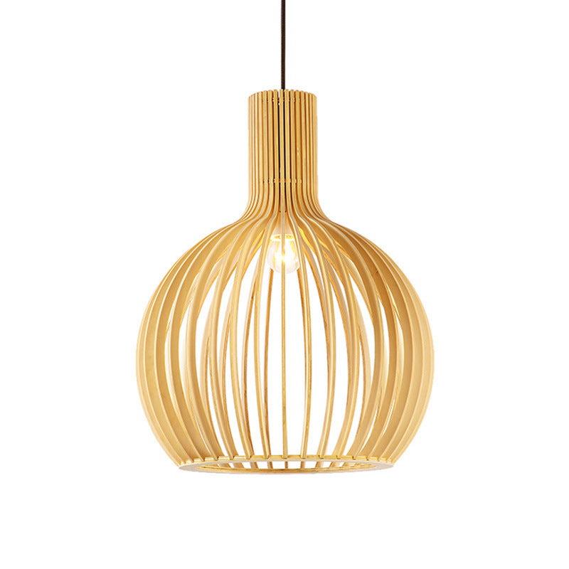 Nordic Birdcage Solid-Wood LED Chandelier – Retro Pendant – Duvencioglu