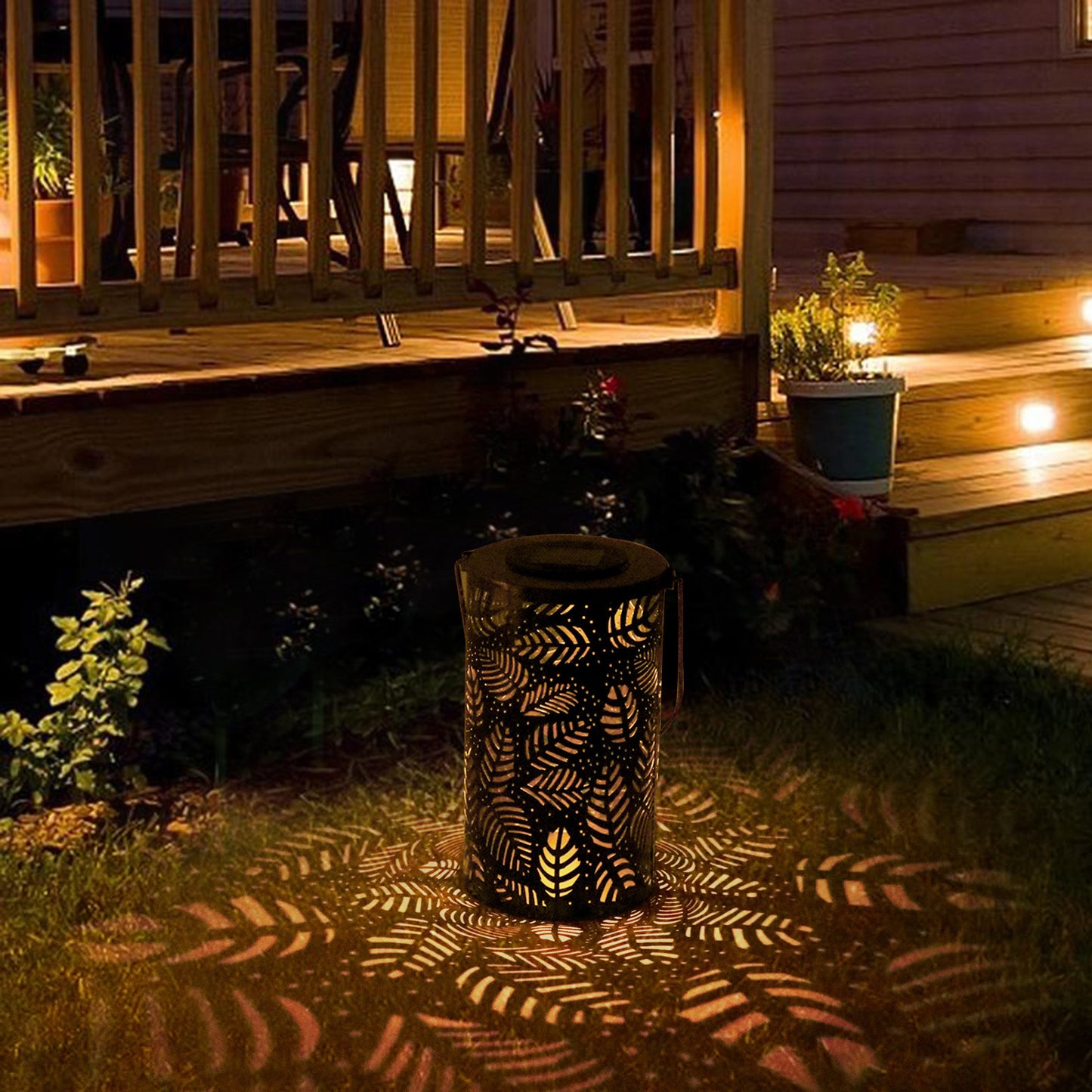 White Snowflake Solar LED Garden Chandelier – IP65 Wrought-Iron Pendant – Duvencioglu