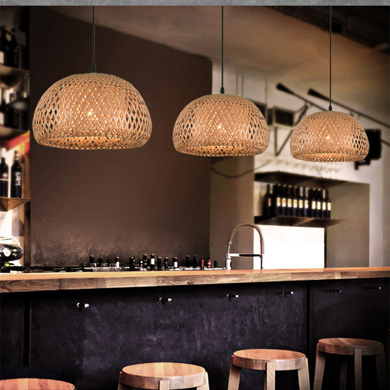 American Garden Bamboo Rattan Chandelier – Southeast Asian Pendant (Ø 600 mm) – Duvencioglu