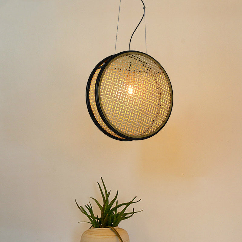 Creative Retro Rattan LED Chandelier – 30 cm & 40 cm Black-Iron Pendant – Duvencioglu