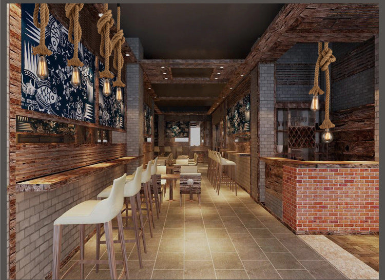 Industrial Hemp Rope Pendant Lamp - Rustic Coffee Shop & Bar Light – Duvencioglu