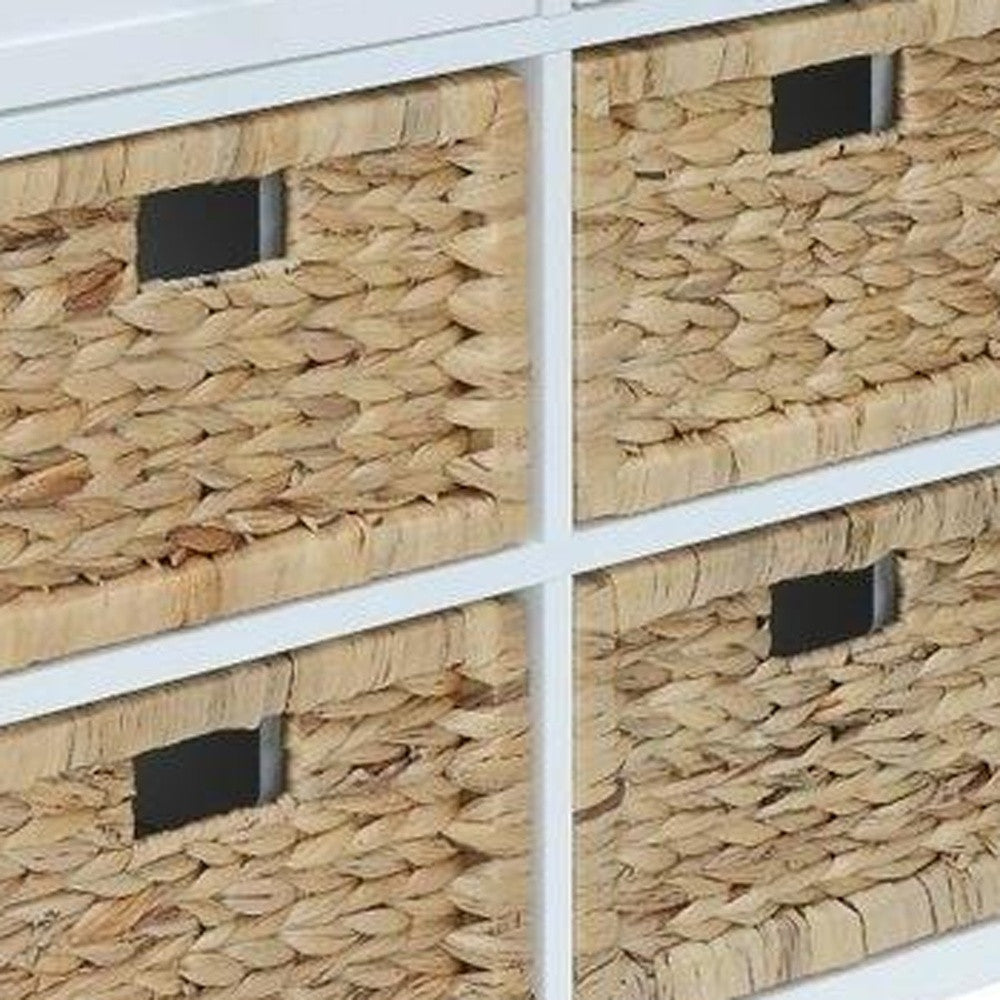 30" Wide White Wood Veneer Accent Chest - 6 Drawers & Basket Design – Duvencioglu