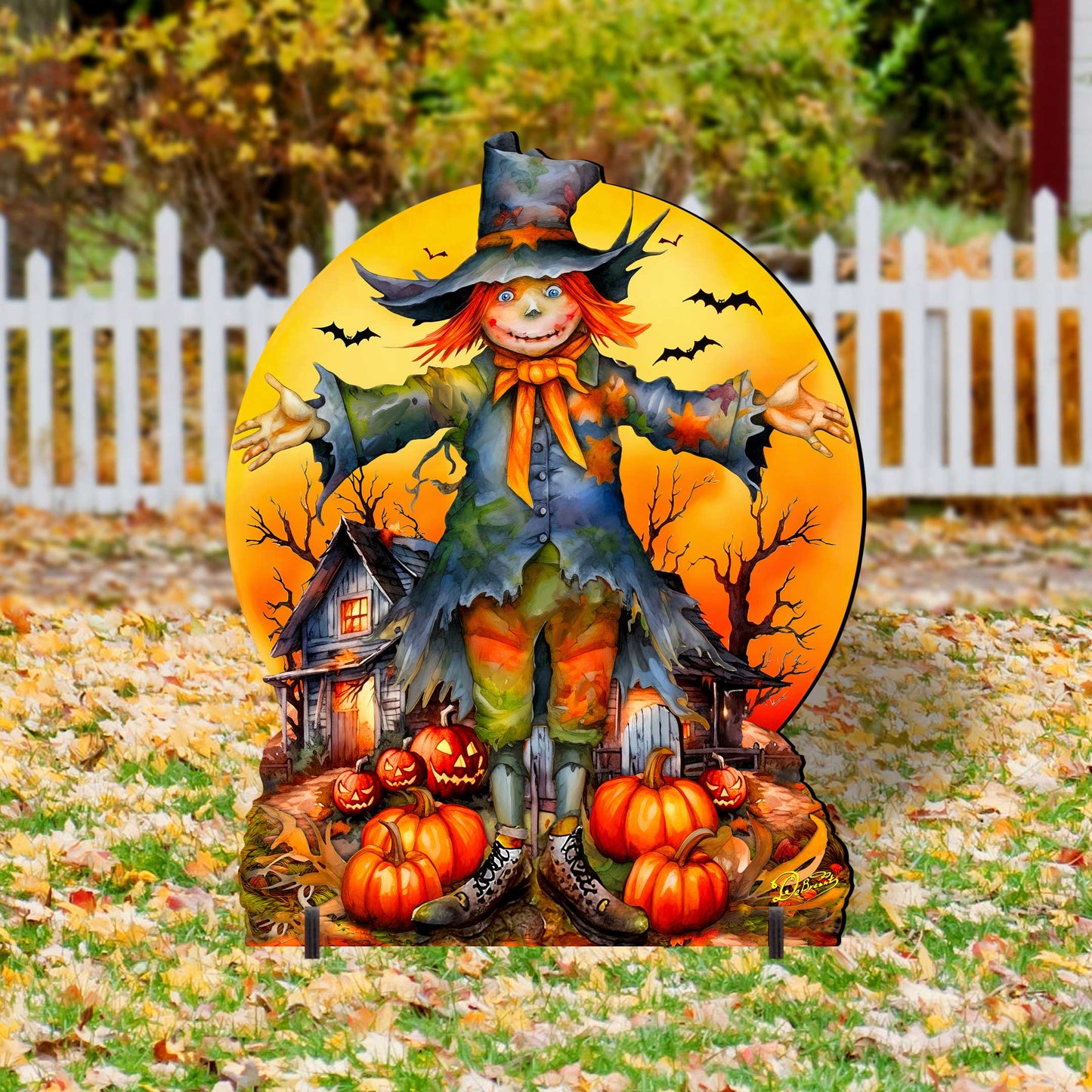 Freestanding Halloween Scarecrow Decor - Handcrafted Wood Art by G. Debrekht (Made in USA) – Duvencioglu