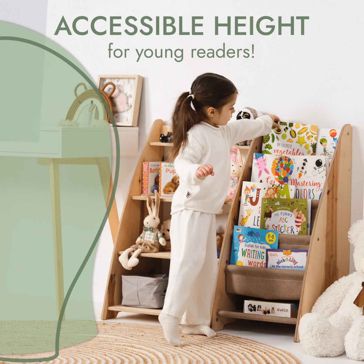 2-in-1 Montessori Wooden Shelf - Books & Toys Storage Unit – Duvencioglu