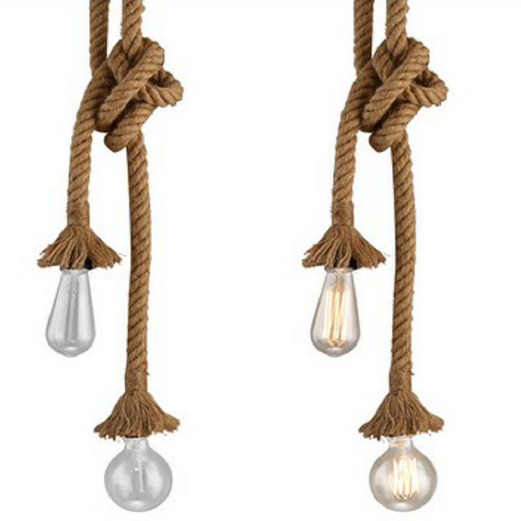 Industrial Hemp Rope Pendant Lamp - Rustic Coffee Shop & Bar Light – Duvencioglu