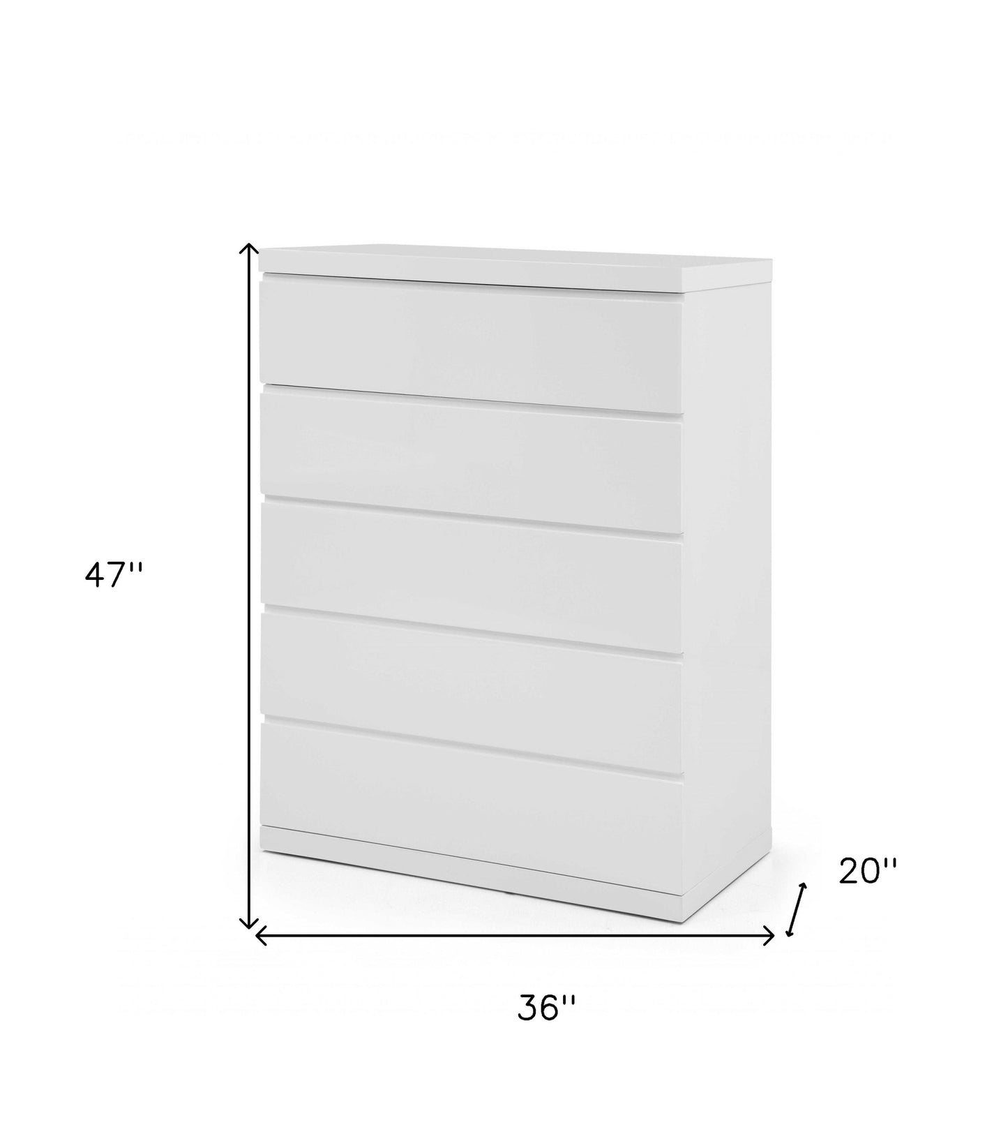 Gloss White Stainless Steel 5-Drawer Chest - Contemporary Design – Duvencioglu
