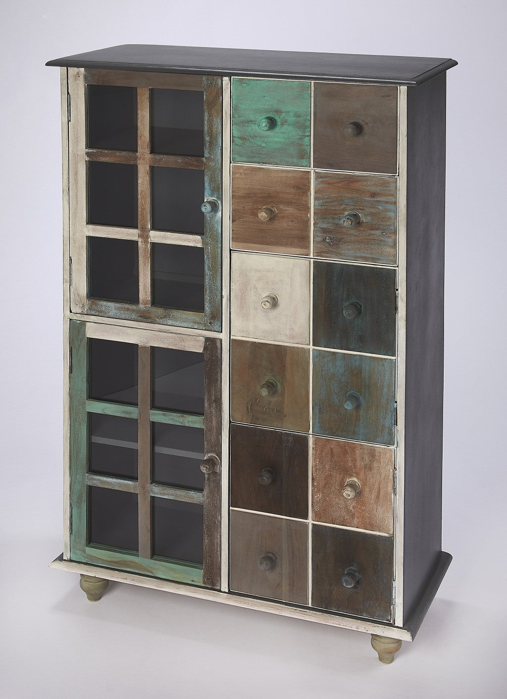 32" Brown & Dark Brown Solid Wood Accent Chest - 2 Drawers & Cabinet – Duvencioglu