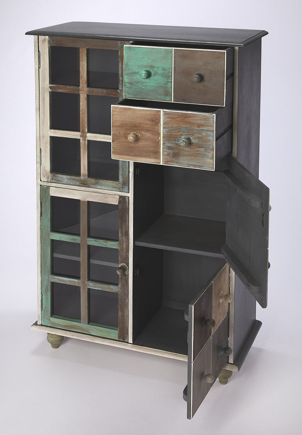 32" Brown & Dark Brown Solid Wood Accent Chest - 2 Drawers & Cabinet – Duvencioglu