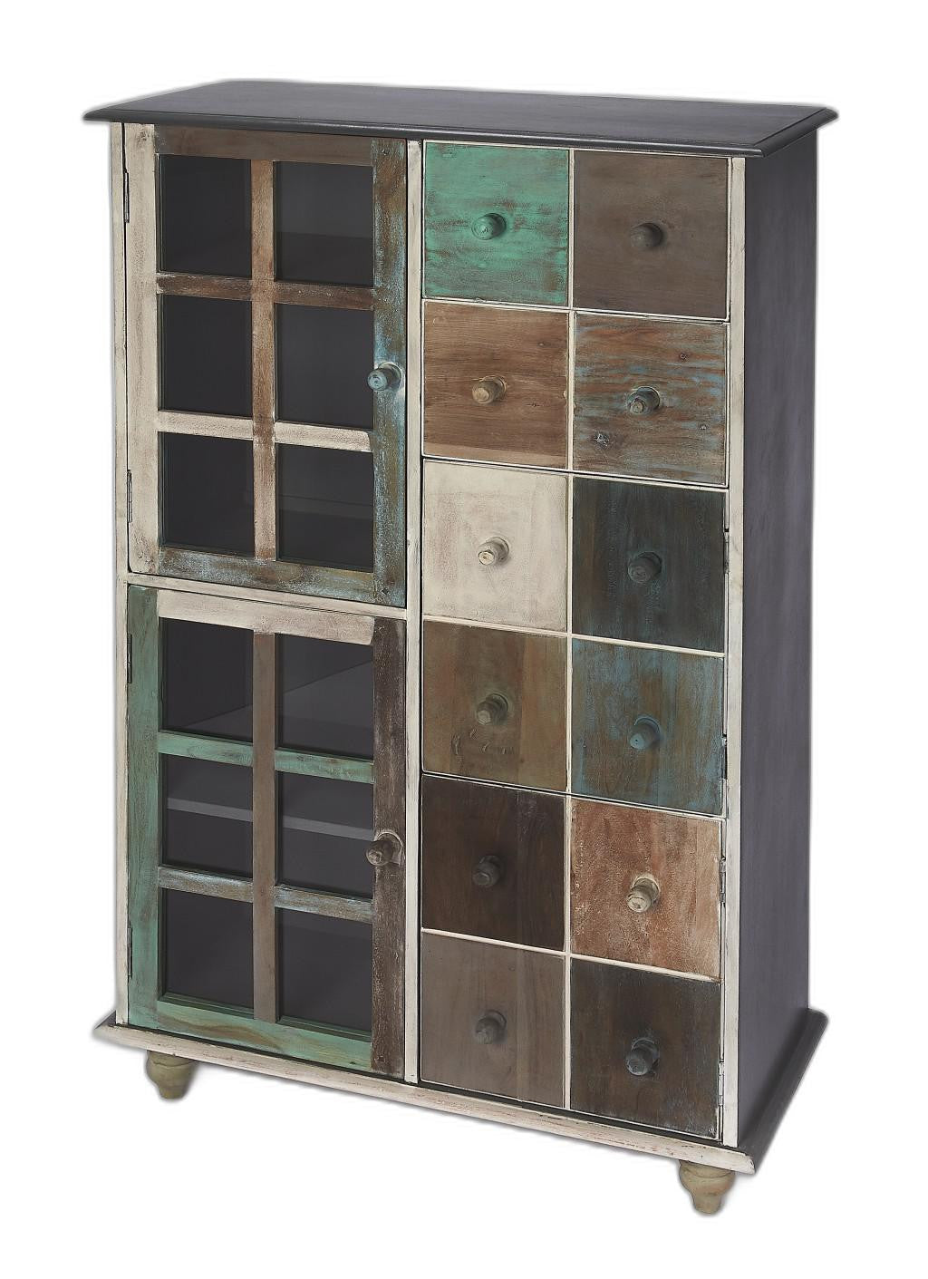 32" Brown & Dark Brown Solid Wood Accent Chest - 2 Drawers & Cabinet – Duvencioglu