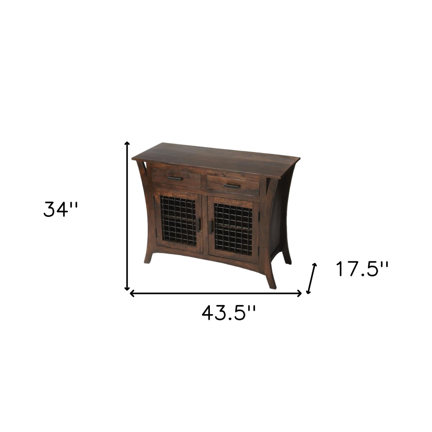 44" Dark Brown Solid Wood Accent Chest - 2 Drawers & Cabinet Storage – Duvencioglu
