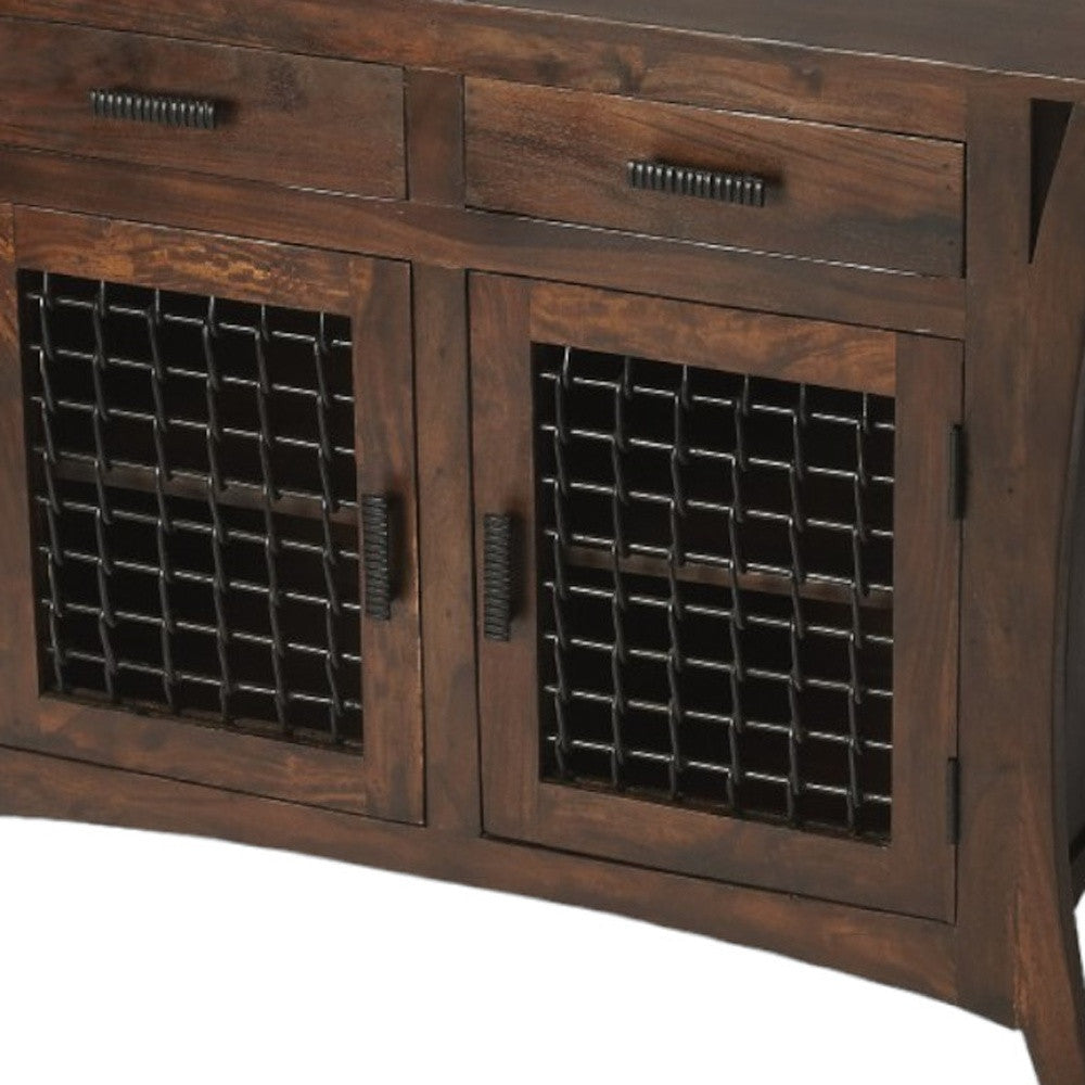 44" Dark Brown Solid Wood Accent Chest - 2 Drawers & Cabinet Storage – Duvencioglu