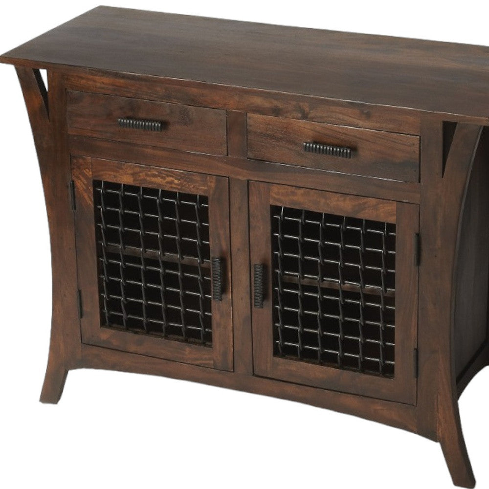 44" Dark Brown Solid Wood Accent Chest - 2 Drawers & Cabinet Storage – Duvencioglu