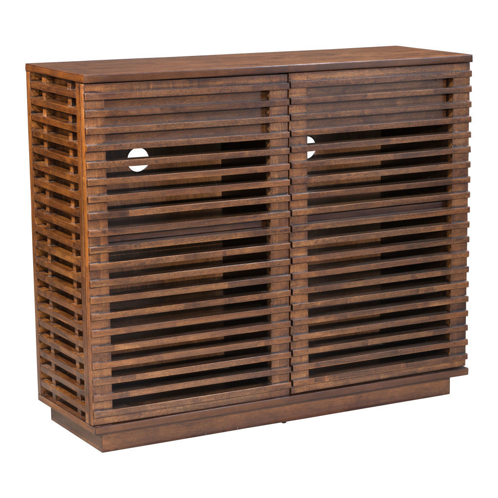 42" Walnut Wood Accent Cabinet - 2 Doors, 3 Shelves & 2 Drawers – Duvencioglu