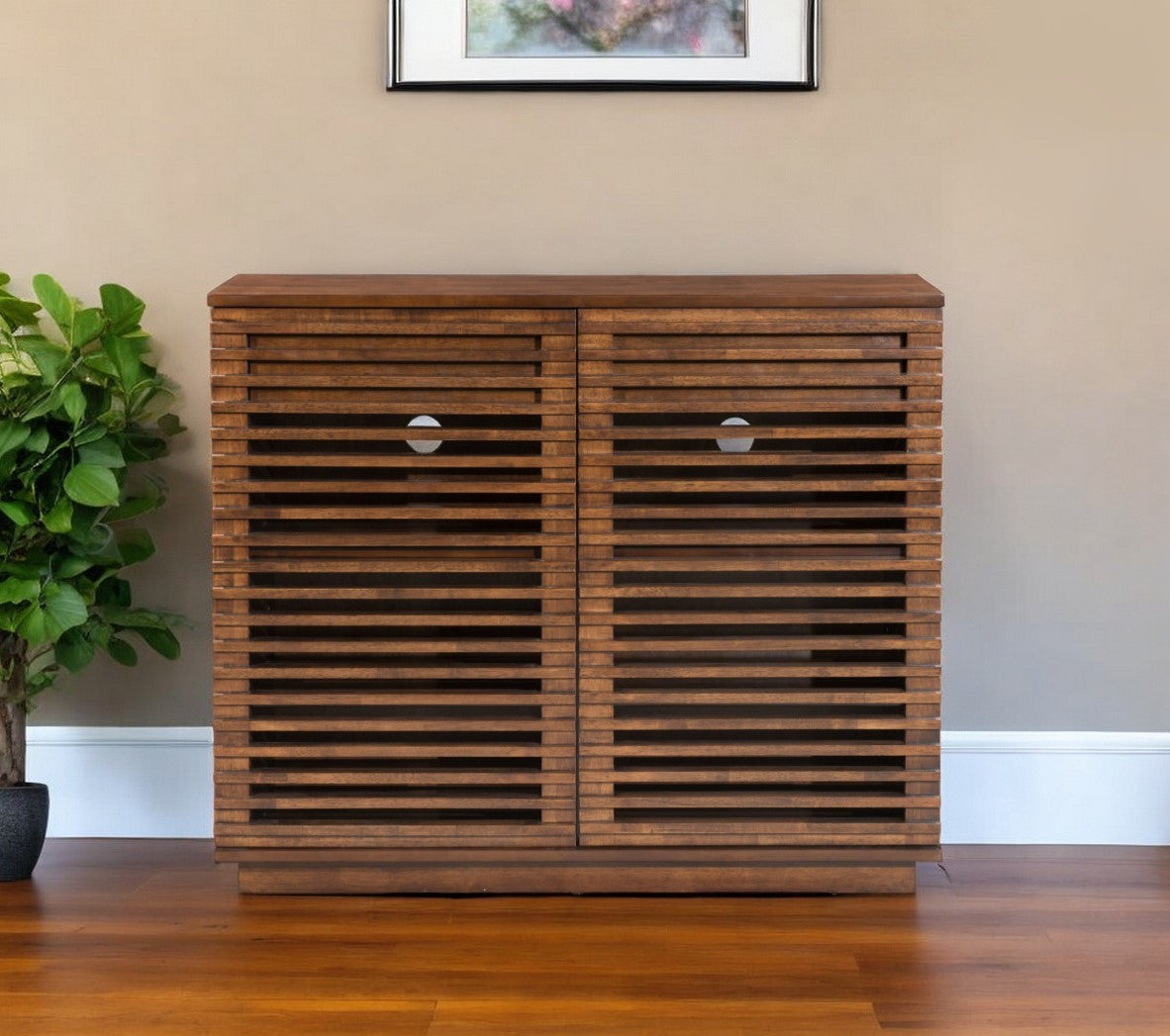42" Walnut Wood Accent Cabinet - 2 Doors, 3 Shelves & 2 Drawers – Duvencioglu