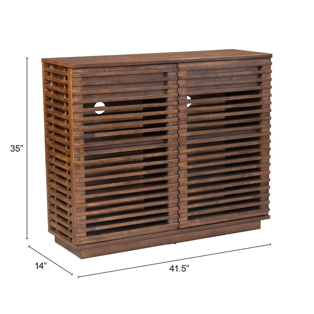 42" Walnut Wood Accent Cabinet - 2 Doors, 3 Shelves & 2 Drawers – Duvencioglu