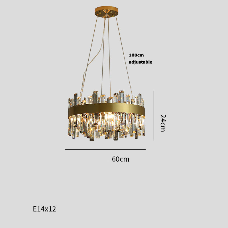 Stainless-Steel Crystal LED Chandelier – 8–20 Lights, 1 m Adjustable Pendant – Duvencioglu