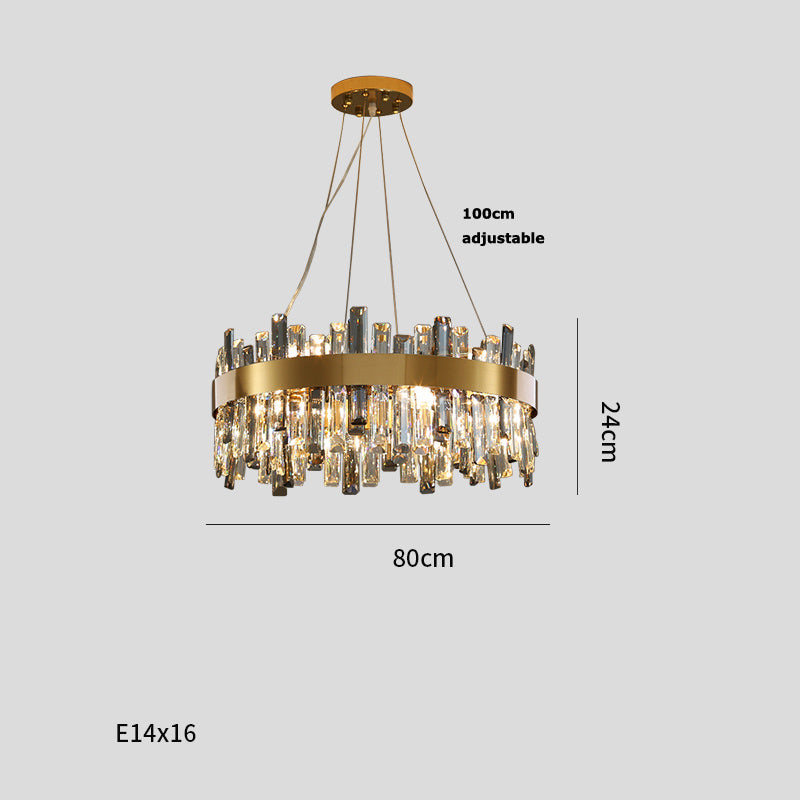 Stainless-Steel Crystal LED Chandelier – 8–20 Lights, 1 m Adjustable Pendant – Duvencioglu