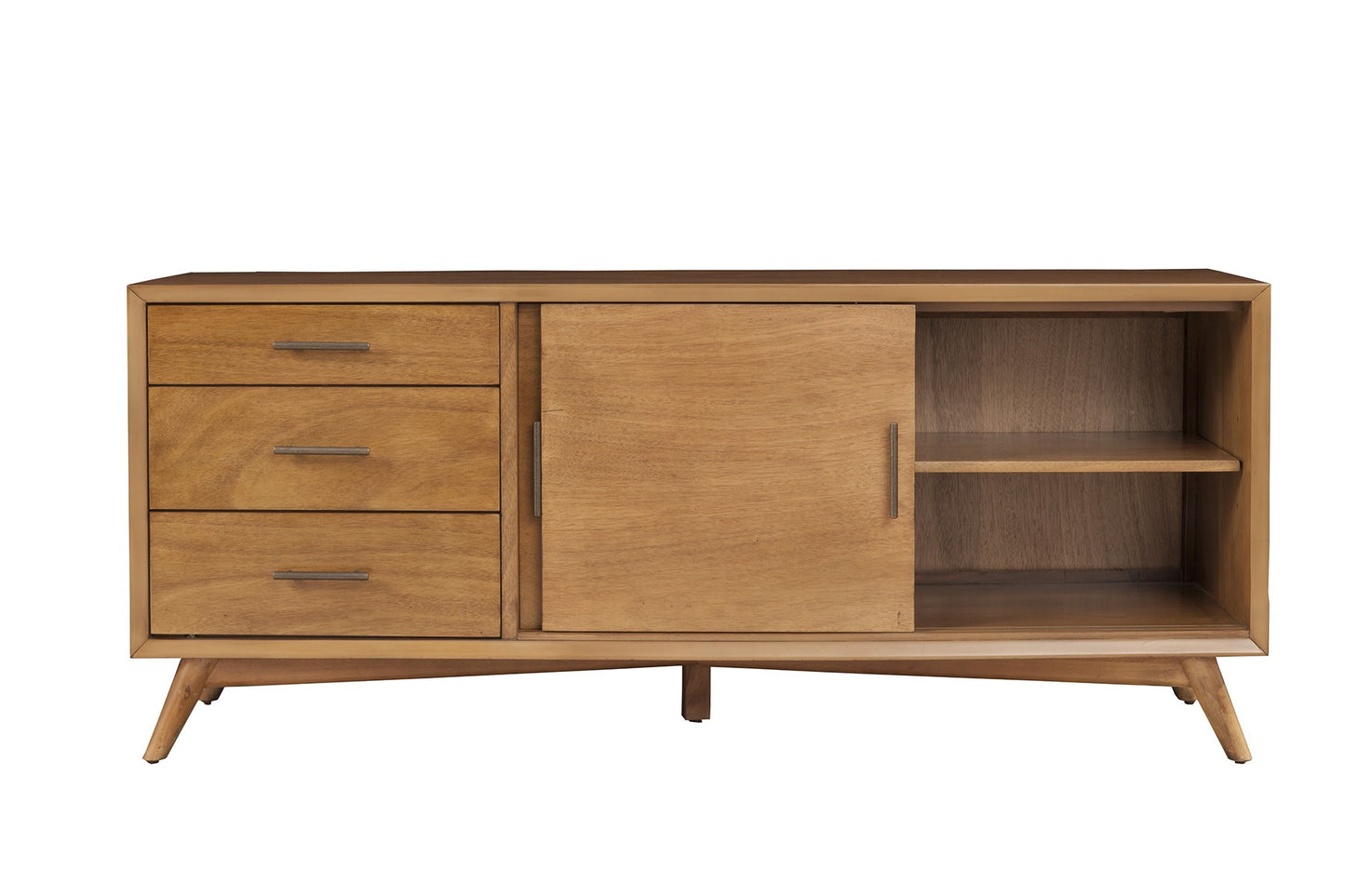 64-Inch Modern Brown TV Stand - Sliding Door & Drawer Storage