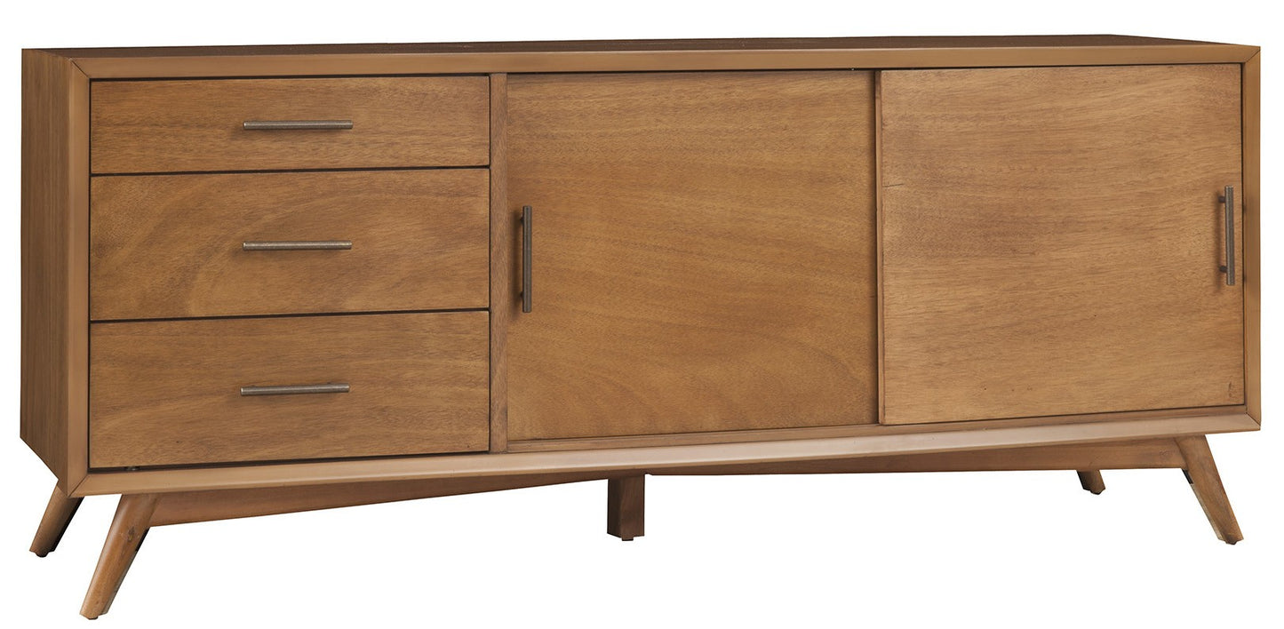 64-Inch Modern Brown TV Stand - Sliding Door & Drawer Storage