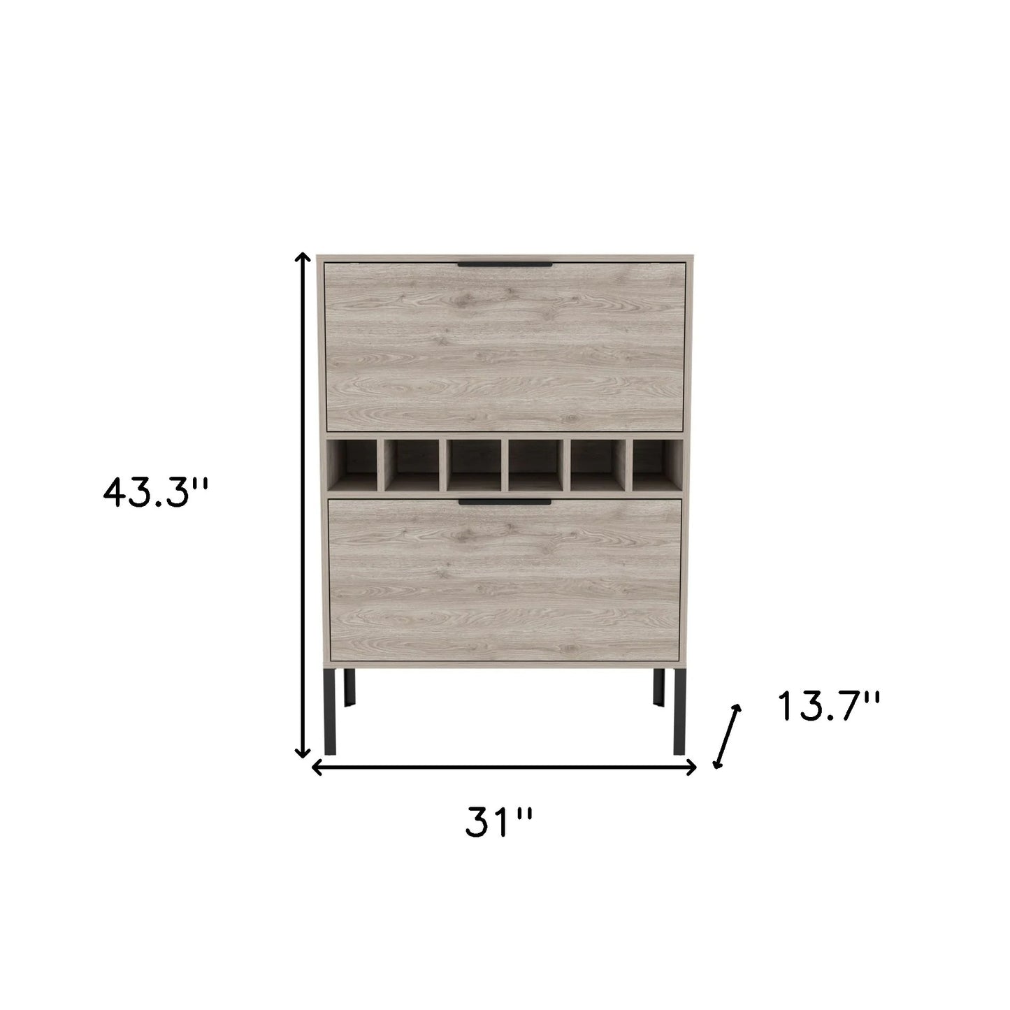 43" Modern Console Bar Cabinet - Light Gray & Black with Drop-Down Doors – Duvencioglu