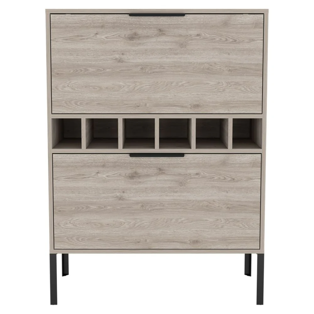 43" Modern Console Bar Cabinet - Light Gray & Black with Drop-Down Doors – Duvencioglu
