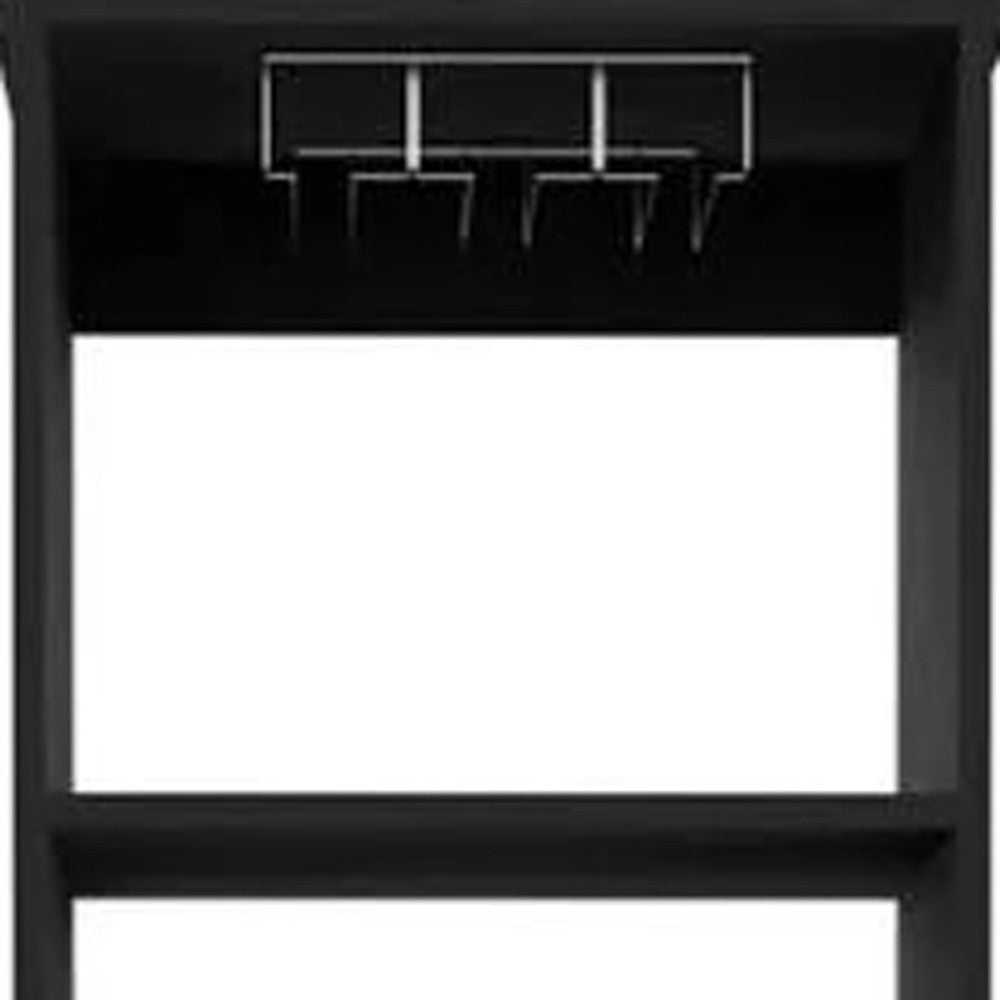 63" Black Wood Bar Cabinet - 12 Bottle Storage & 2 Drawers – Duvencioglu