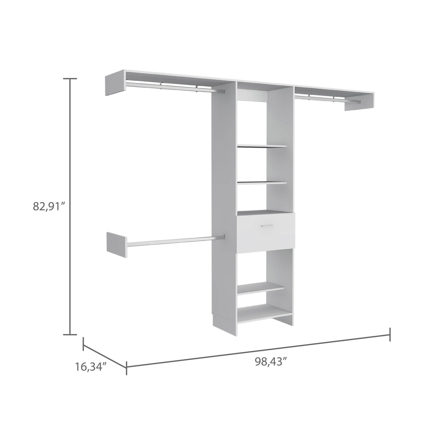 98" Wide White Storage Cabinet - 5 Shelves & 1 Drawer Unit – Duvencioglu