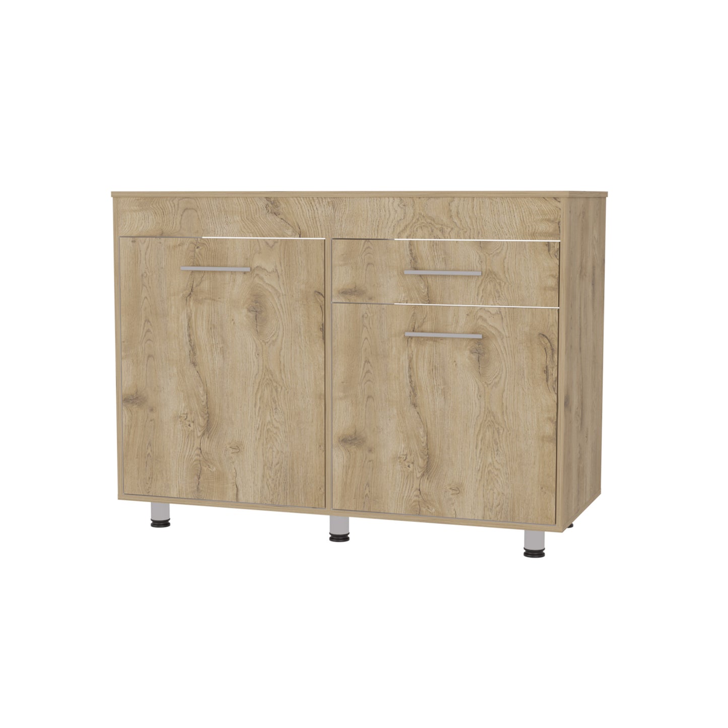 47" Natural Console Accent Cabinet - 3 Shelves & 1 Drawer Storage – Duvencioglu