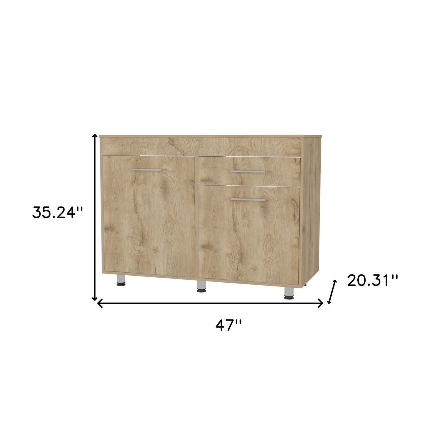 47" Natural Console Accent Cabinet - 3 Shelves & 1 Drawer Storage – Duvencioglu