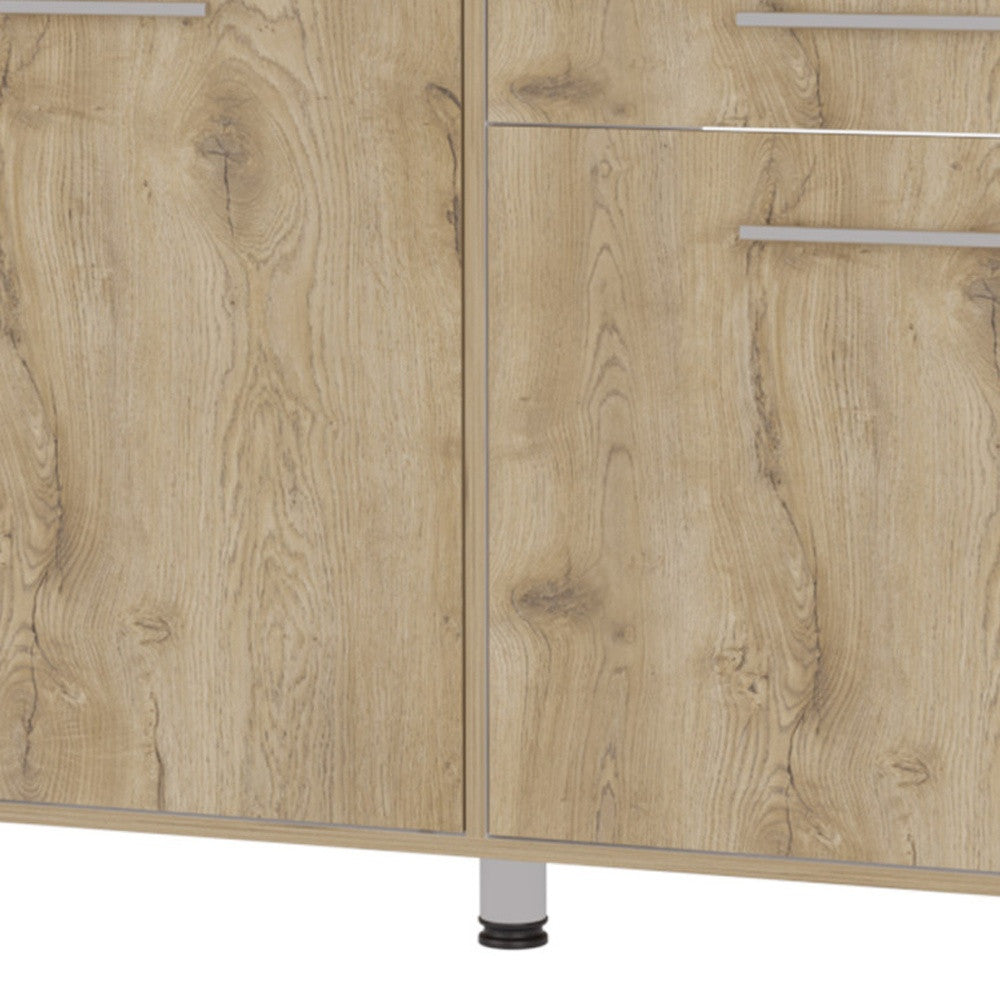 47" Natural Console Accent Cabinet - 3 Shelves & 1 Drawer Storage – Duvencioglu