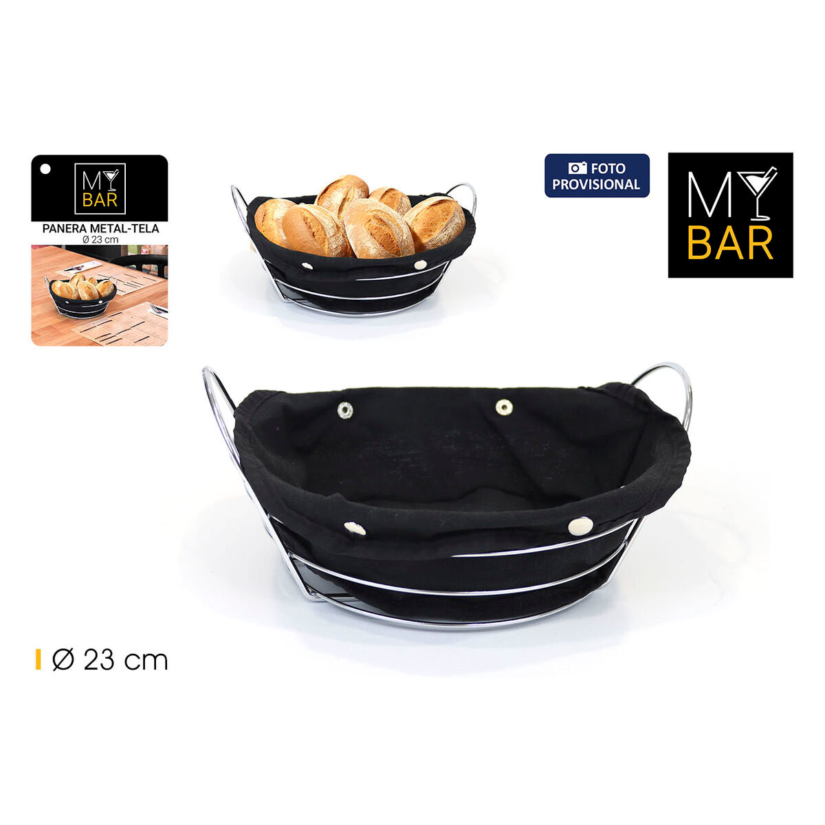 Breadbasket My Bar Black Metal 26 x 23,5 x 11,2 cm (12 Units) – Duvencioglu