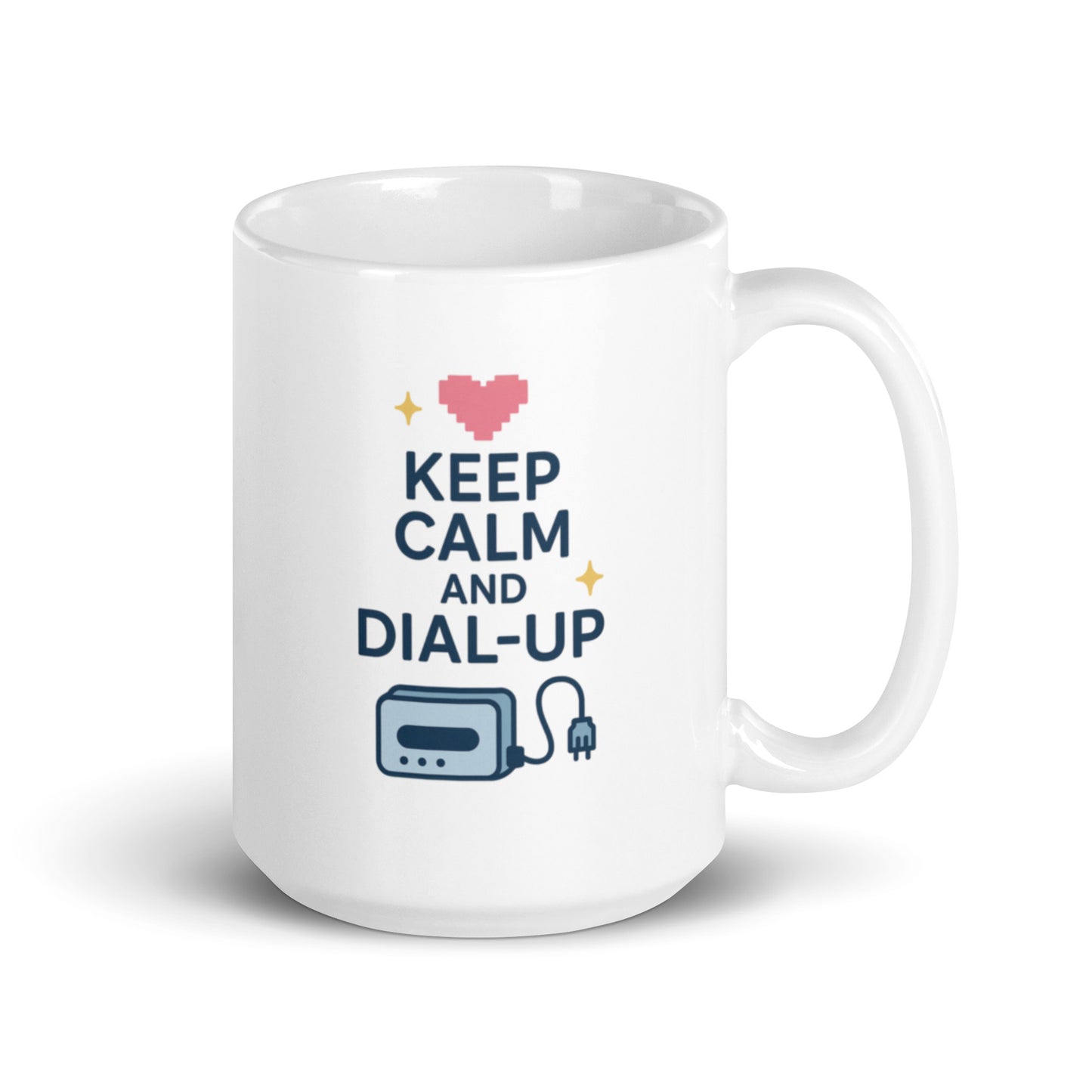 Keep Calm and Dial-Up Mug – Retro Internet Quote Gift with Modem Nostalgia – Duvencioglu