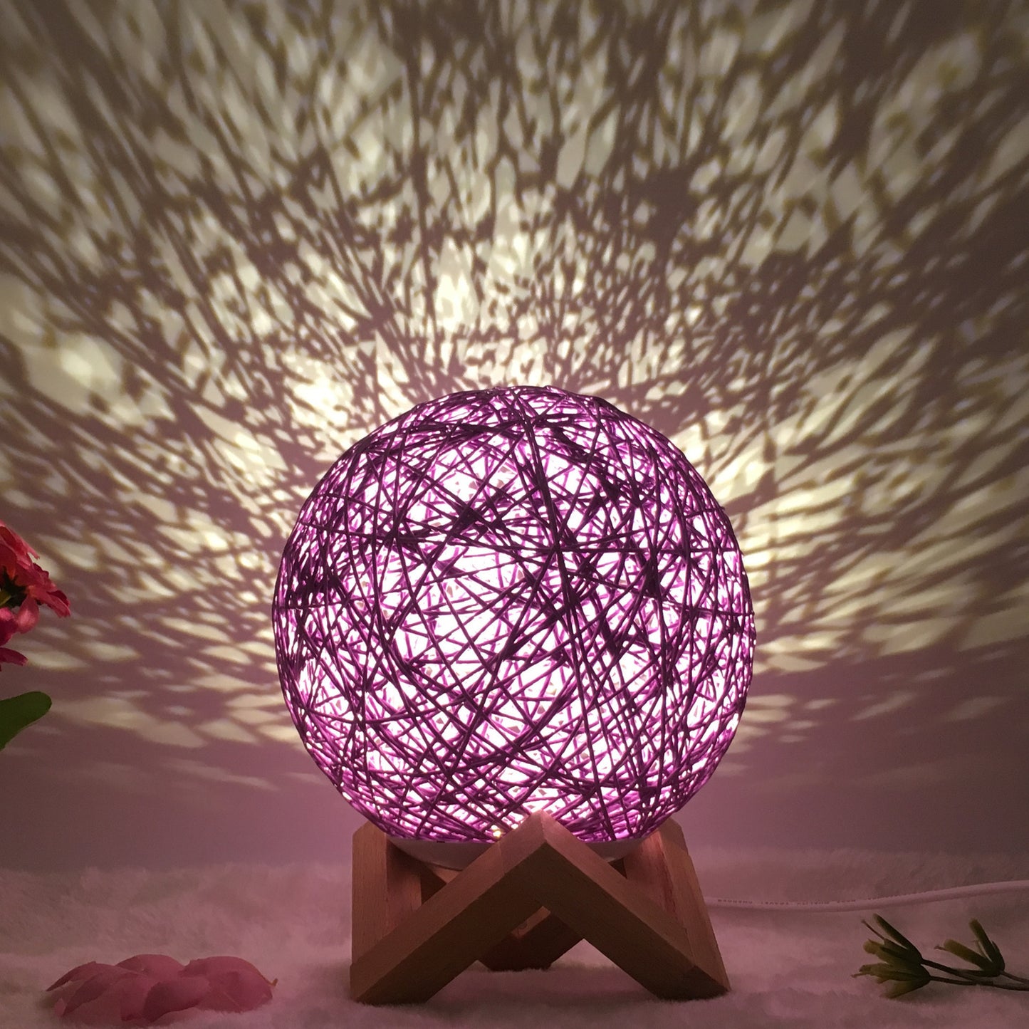 Creative Linen & Rattan Ball Table Lamp with Remote Control – Duvencioglu