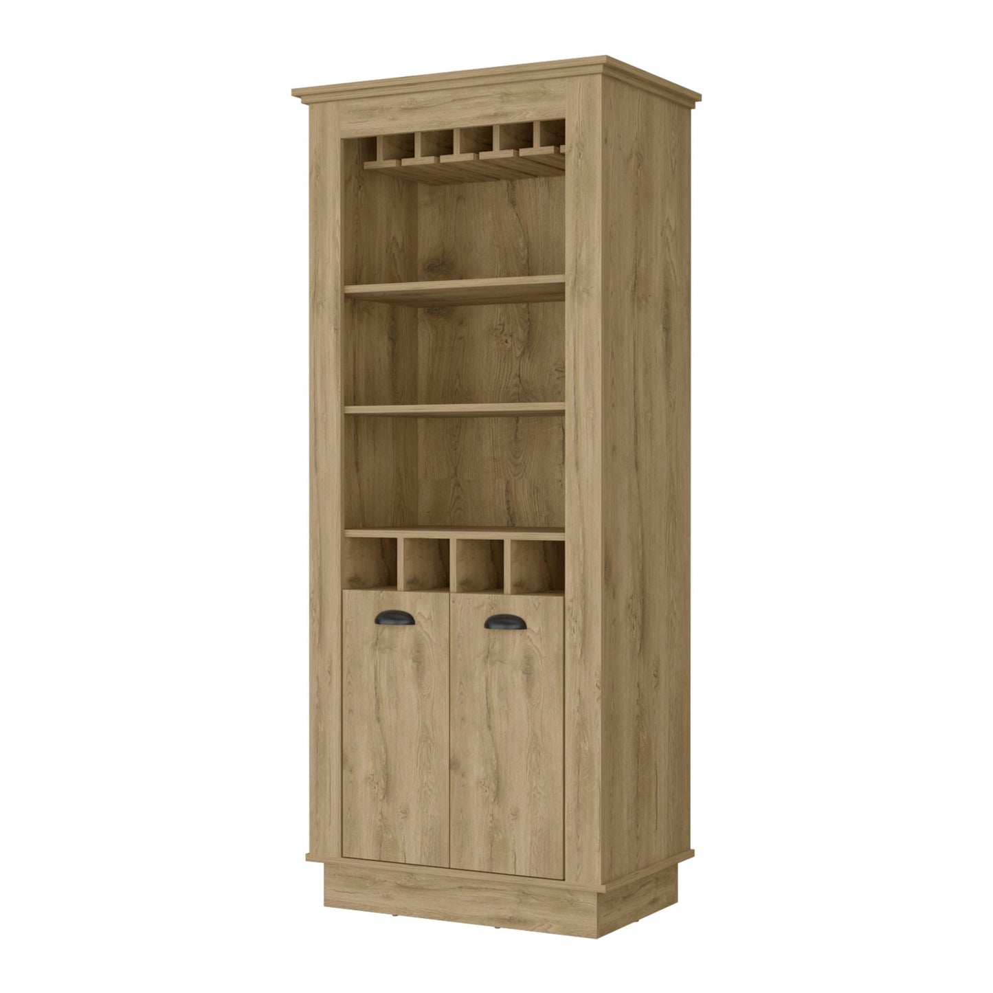 70" Brown Bar Cabinet - Wine Storage Console with Shelves – Duvencioglu