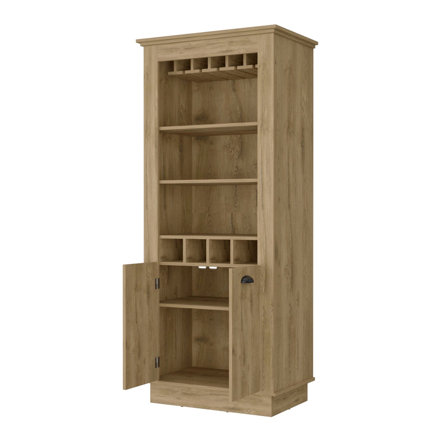 70" Brown Bar Cabinet - Wine Storage Console with Shelves – Duvencioglu