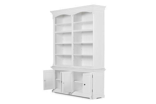 65" White Solid Wood Dining Hutch - Display Cabinet with Fourteen Shelves – Duvencioglu