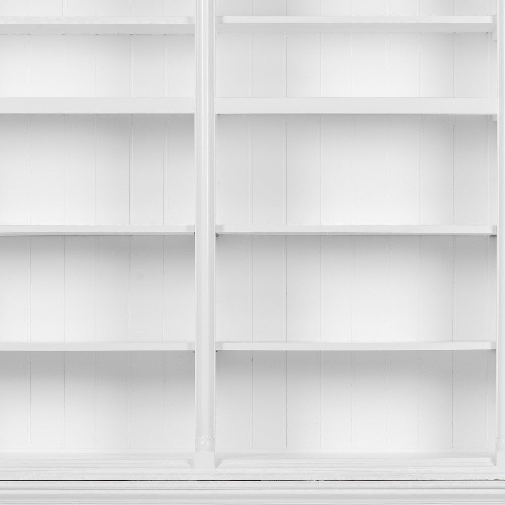 65" White Solid Wood Dining Hutch - Display Cabinet with Fourteen Shelves – Duvencioglu