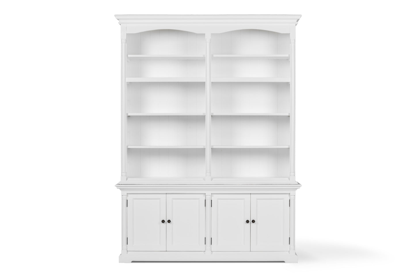 65" White Solid Wood Dining Hutch - Display Cabinet with Fourteen Shelves – Duvencioglu