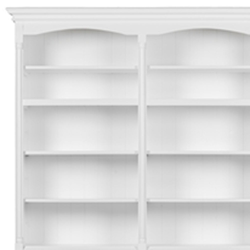 65" White Solid Wood Dining Hutch - Display Cabinet with Fourteen Shelves – Duvencioglu