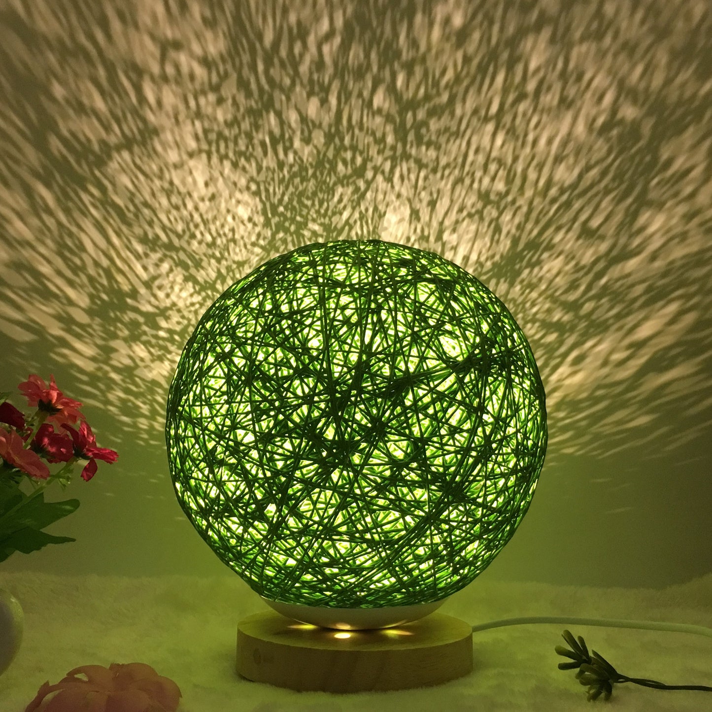 Creative Linen & Rattan Ball Table Lamp with Remote Control – Duvencioglu