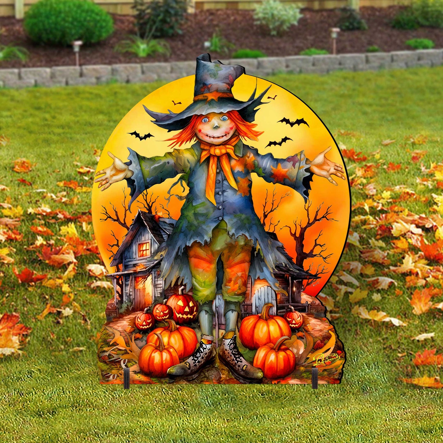 Freestanding Halloween Scarecrow Decor - Handcrafted Wood Art by G. Debrekht (Made in USA) – Duvencioglu