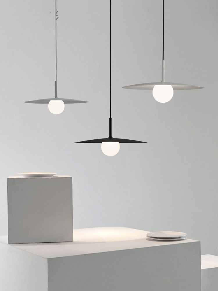 Minimalist Straw-Hat Dining Chandelier – Single-Head Iron Pendant – Duvencioglu