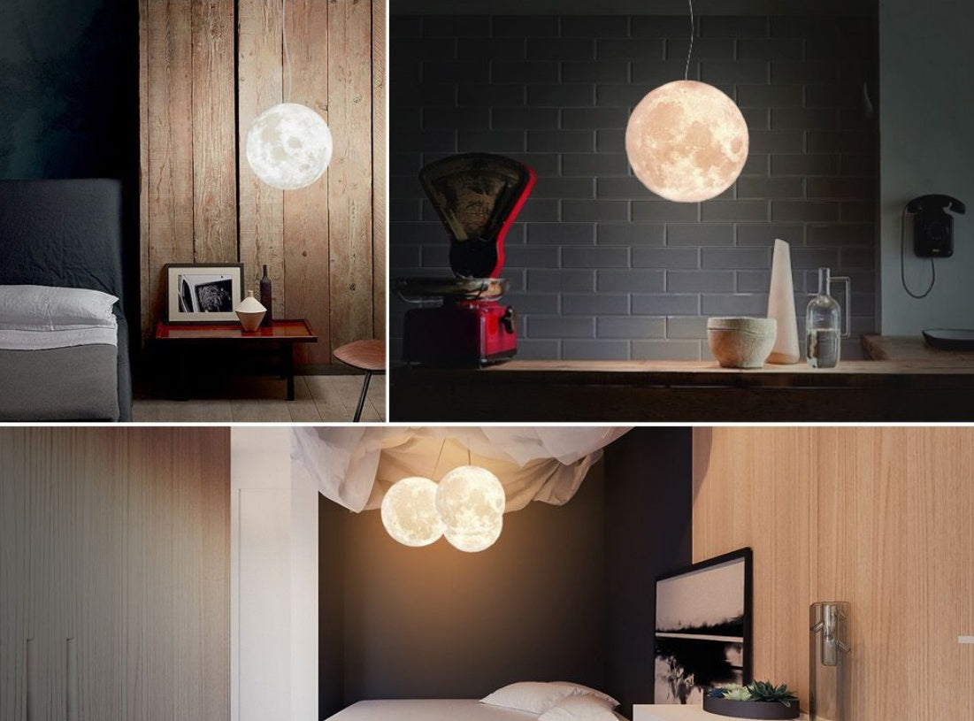 Moon Light 3D-Printed LED Pendant – Single-Head RGB Remote-Control Lamp – Duvencioglu