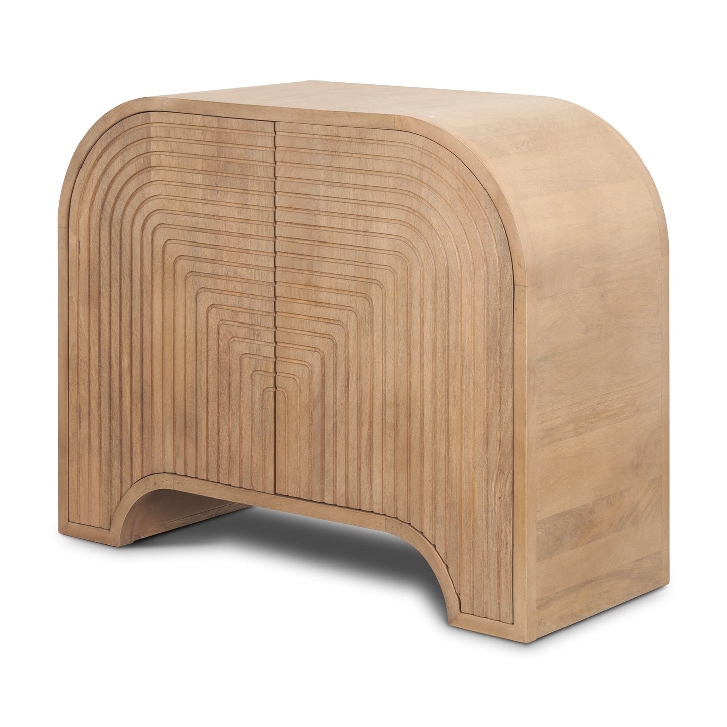 32" Natural Solid Wood Accent Cabinet - Textured 2-Door Storage – Duvencioglu