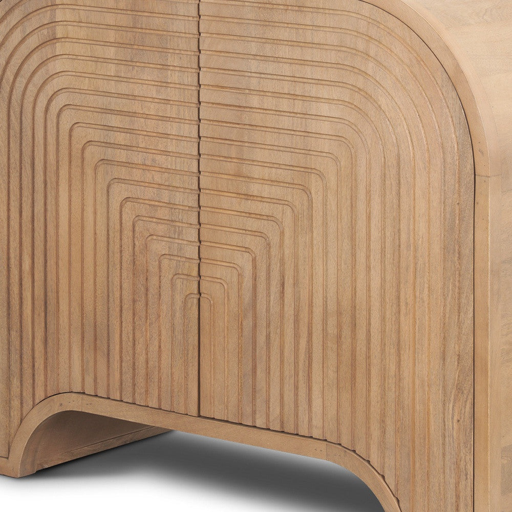 32" Natural Solid Wood Accent Cabinet - Textured 2-Door Storage – Duvencioglu