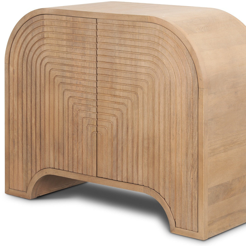 32" Natural Solid Wood Accent Cabinet - Textured 2-Door Storage – Duvencioglu