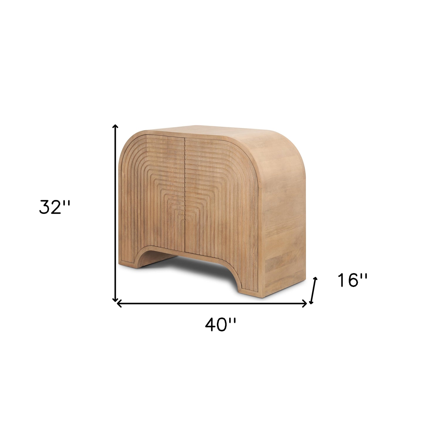 32" Natural Solid Wood Accent Cabinet - Textured 2-Door Storage – Duvencioglu